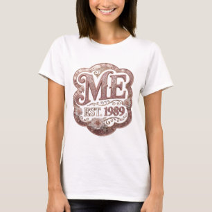 Bold Gold ME EST 1989 3D Text Art T-Shirt