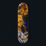 Bold Gold Navy Grunge Abstract Skateboard<br><div class="desc">This deck is pure visual thunder—fiery gold slams into deep navy and charcoal smears, like a supernova frozen mid-burst. Raw, gritty textures meet explosive color in a design made for those who ride like they mean it. Whether you're flipping tricks or framing it as art, this board brings fearless energy...</div>
