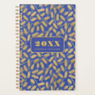 Bold Gold Pattern on Blue Background Planner