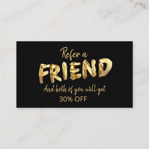 Bold Gold Refer A Friend Stylish Referral Card