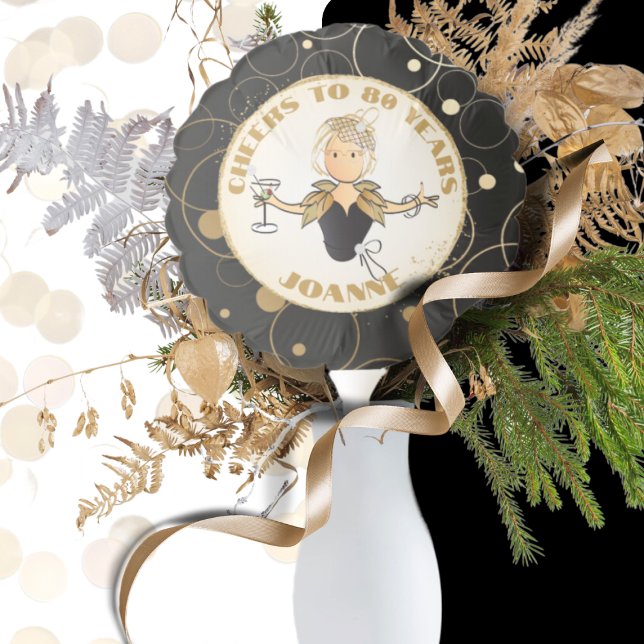 Bold Gold Sparkle and Black Custom 80th Birthday  Balloon (Creator Uploaded)