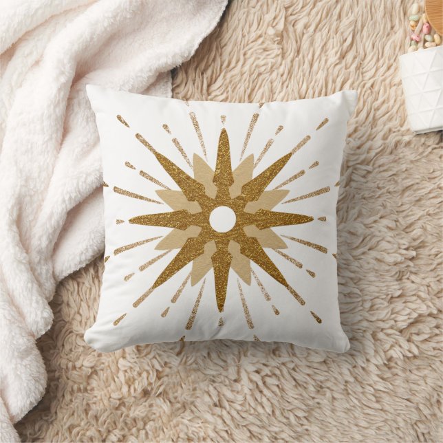 Bold Gold Starburst  Throw Pillow (Blanket)
