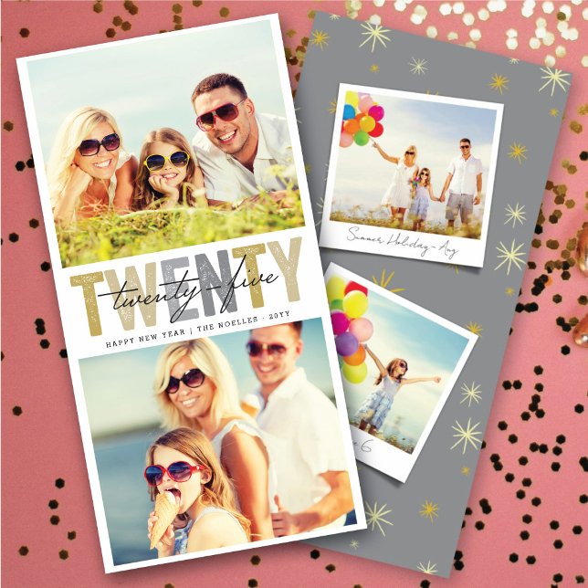 Bold Gold Typography 2025 New Year 2 Photo Collage Holiday Card (Bold Gold Typography 2025 New Year 2 Photo Collage Holiday Card @ fat_fa_tin)