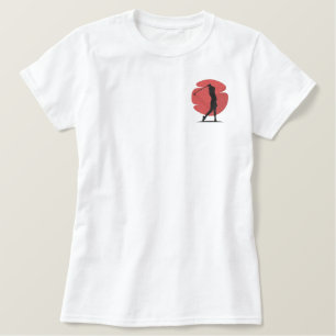 Bold Golf Silhouette With Red Circle Embroidered Shirt