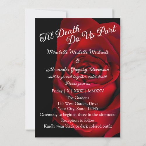 Bold Goth Moody Til Death Do Us Part Wedding Invitation