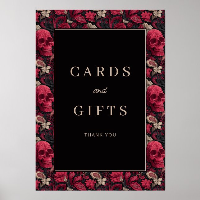 Bold Gothic Floral Skull Border Holder (Front)