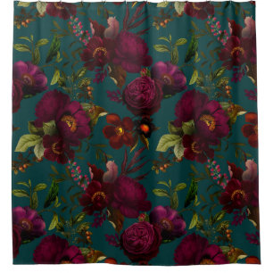 Bold Gothic Night Moody Florals  Shower Curtain