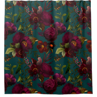 Bold Gothic Night Moody Florals Shower Curtain