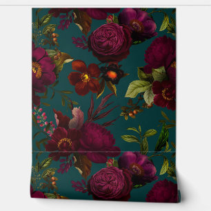 Bold Gothic Night Moody Florals  Wallpaper