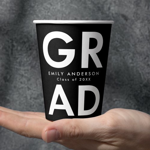Bold Grad Black and White Graduation Paper Cups