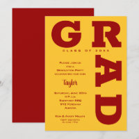 Bold GRAD Cardinal Red Gold Graduation