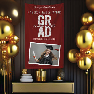Bold GRAD Class Of 2025 Photo Graduation Party Banner