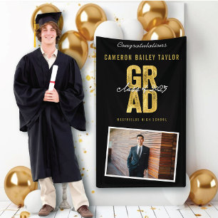 Bold GRAD Class Of 2025 Photo Graduation Party Banner