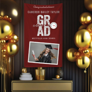 Bold GRAD Class Of 2026 Photo Graduation Party Banner