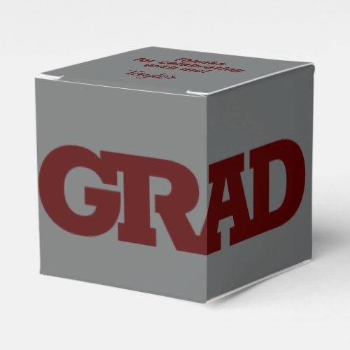 Bold GRAD Dark Maroon on Gray Graduation Party Favor Boxes