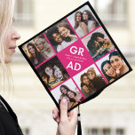 Bold Grad Hot Pink 8 Photo Collage Graduation Cap Topper<br><div class="desc">Celebrate your graduation day in style with a photo collage graduation cap topper! The custom graduation cap topper features "Grad" in bold white lettering with a hot pink background (or color of your choice) surrounded by 8 of the graduate's favorite photos. Choose photos of your friends, family, pets, etc. Personalize...</div>