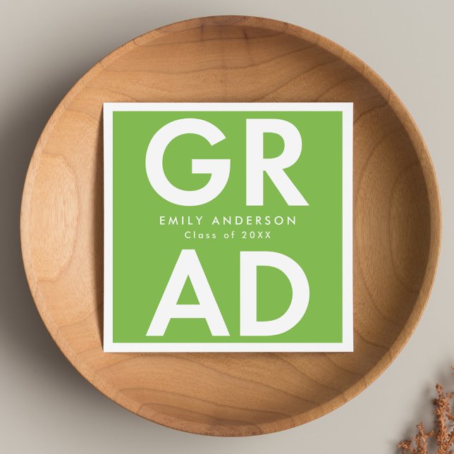 Bold Grad Lime Green Graduation Napkins (Creator Uploaded)