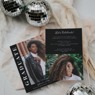 Bold Grad Modern Photo Announcement Party Invite