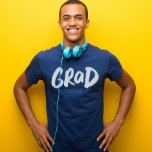 Bold grad modern trendy graduation personalized T-Shirt<br><div class="desc">Celebrate graduation with this stylish t-shirt that features a bold "grad" in white brushy type along with customizable text that can be school name, graduation year or other. Pick your school color shirt and rock this shirt proudly. Coordinates with the Lea Delaveris Design Bold Graduate collection of graduation party decor...</div>