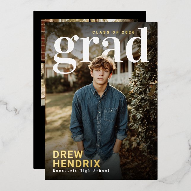Bold Grad PhotoPop Graduation Announcement (Front/Back)