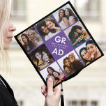 Bold Grad Purple 8 Photo Collage Graduation Cap Topper<br><div class="desc">Celebrate your graduation day in style with a photo collage graduation cap topper! The custom graduation cap topper features "Grad" in bold white lettering with a purple background (or color of your choice) surrounded by 8 of the graduate's favorite photos. Choose photos of your friends, family, pets, etc. Personalize the...</div>