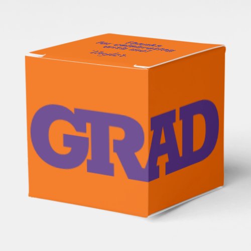 Bold GRAD Purple and Orange Graduation Party Favor Boxes