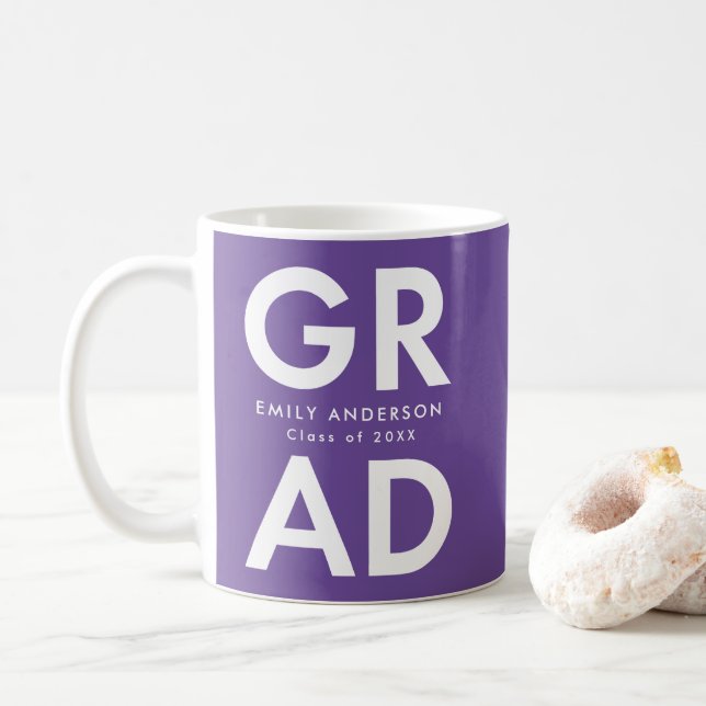 Bold Grad Purple Graduation Coffee Mug (With Donut)
