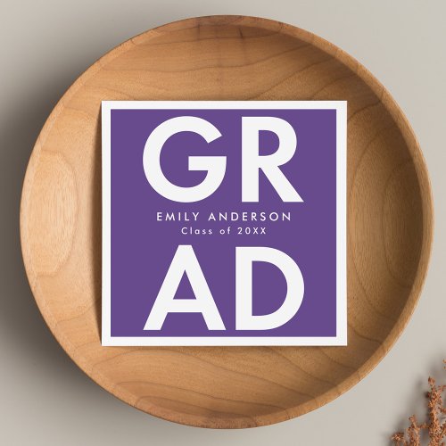 Bold Grad Purple Graduation Napkins