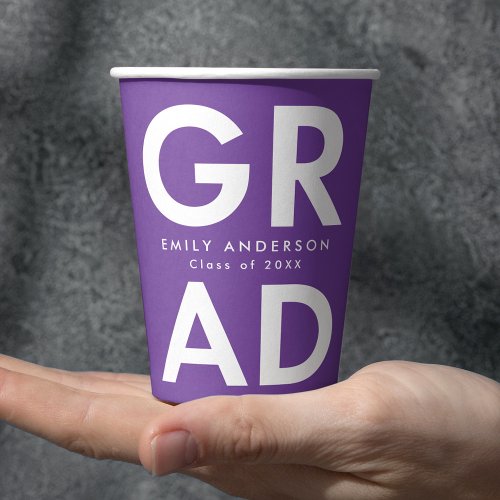 Bold Grad Purple Graduation Paper Cups