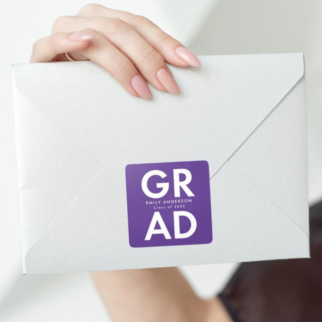 Bold Grad Purple Graduation Square Sticker (Creator Uploaded)