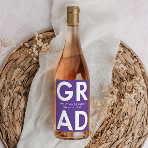Bold Grad Purple Graduation Wine Label
