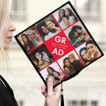 Bold Grad Red 8 Photo Collage Graduation Cap Topper<br><div class="desc">Celebrate your graduation day in style with a photo collage graduation cap topper! The custom graduation cap topper features "Grad" in bold white lettering with a red background (or color of your choice) surrounded by 8 of the graduate's favorite photos. Choose photos of your friends, family, pets, etc. Personalize the...</div>