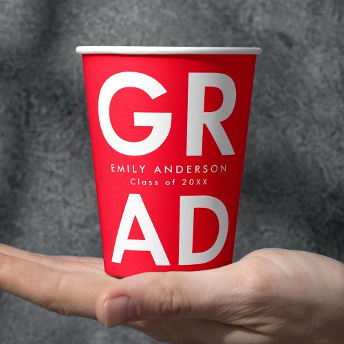 Bold Grad Red Graduation Paper Cups