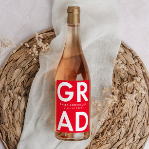 Bold Grad Red Graduation Wine Label