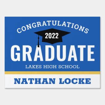 Bold Grad Royal Blue Congrats Graduate Sign | Zazzle