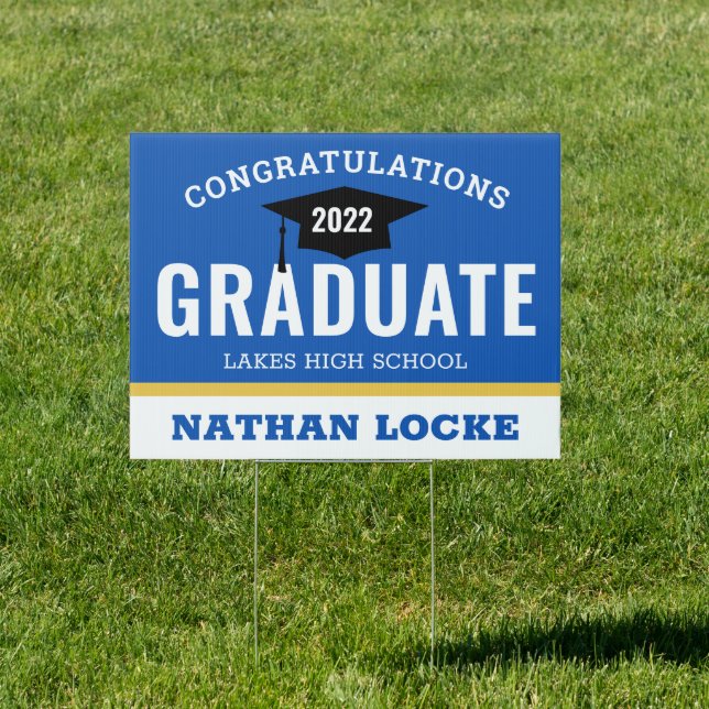 Bold Grad Royal Blue Congrats Graduate Sign (Insitu)