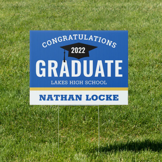 Bold Grad Royal Blue Congrats Graduate Sign | Zazzle