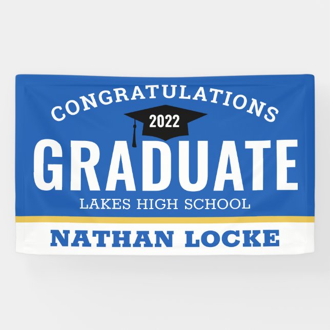 Bold Grad Royal Blue Congrats Graduate Sign (Horizontal)