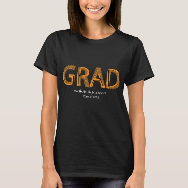 Bold Grad Trendy Graduation Personalized T-Shirt (Front)