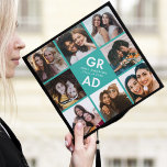Bold Grad Turquoise 8 Photo Collage Graduation Cap Topper<br><div class="desc">Celebrate your graduation day in style with a photo collage graduation cap topper! The custom graduation cap topper features "Grad" in bold white lettering with a teal/turquoise background (or color of your choice) surrounded by 8 of the graduate's favorite photos. Choose photos of your friends, family, pets, etc. Personalize the...</div>
