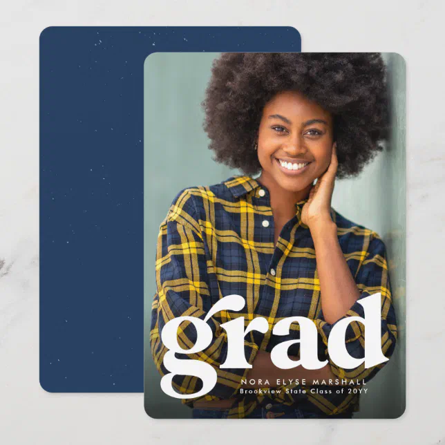 Bold grad vertical photo graduation announcement | Zazzle