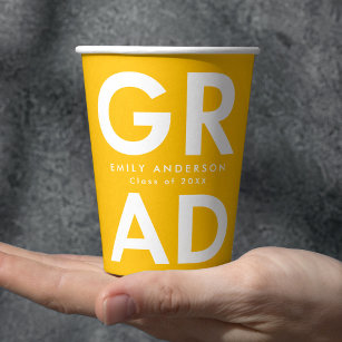 Bold Grad Yellow Graduation Paper Cups