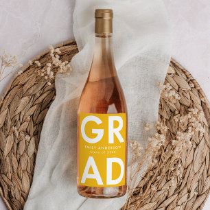 Bold Grad Yellow Graduation Wine Label