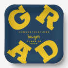 Bold GRAD Yellow on Blue Graduation