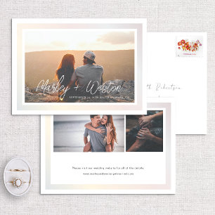 Bold Gradient Border Handwritten Names & Photo Save The Date