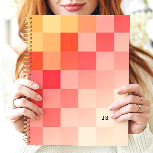 Bold Gradient Pink Checkerboard Monogram Planner