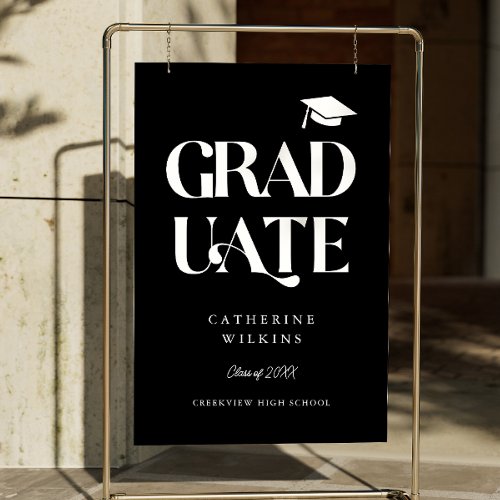 Bold Graduate Black Grad Party Welcome Sign