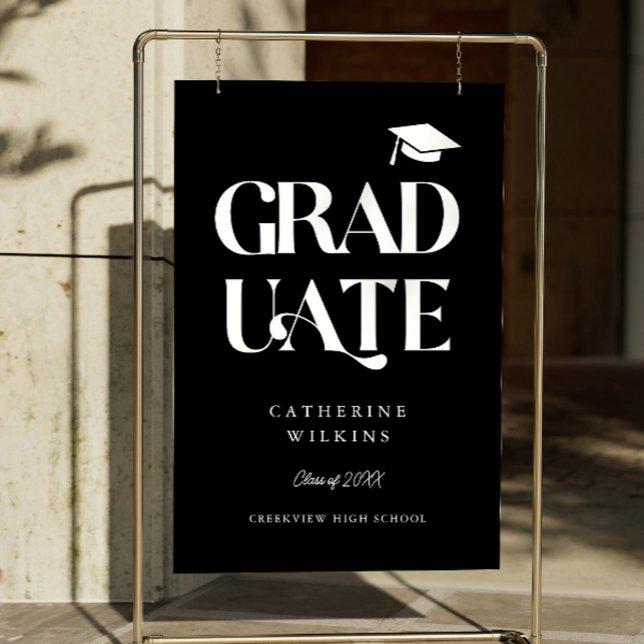 Bold Graduate Black Grad Party Welcome Sign (Creator Uploaded)