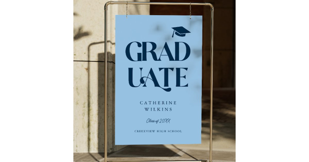 Bold Graduate Blue Grad Party Welcome Sign | Zazzle