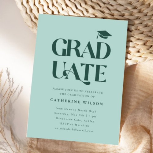 Bold Graduate Graduation Party Photo Green Invitation